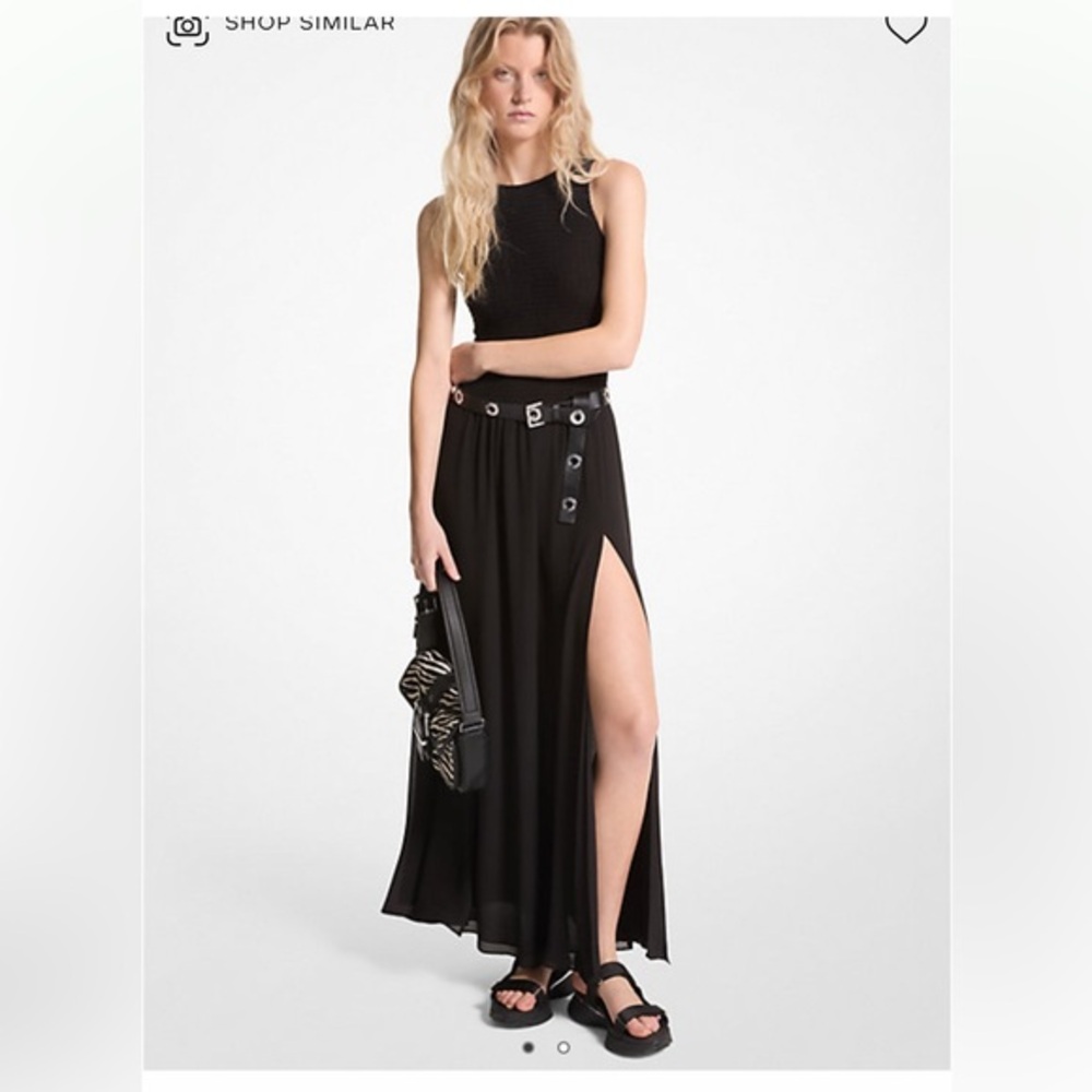 NEW MICHAEL MICHAEL KORS
Smocked Georgette Maxi Dress in black